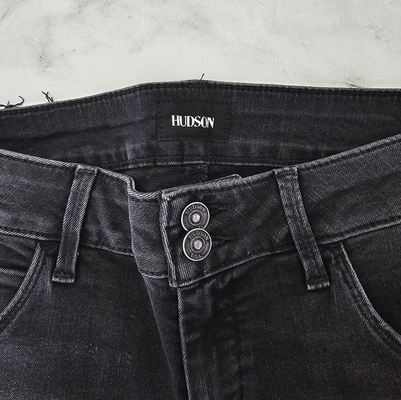 Hudson Jeans Collin Mid Rise Bootcut Flare Crop Distressed Black Jeans 27 NWT - Picture 7 of 10